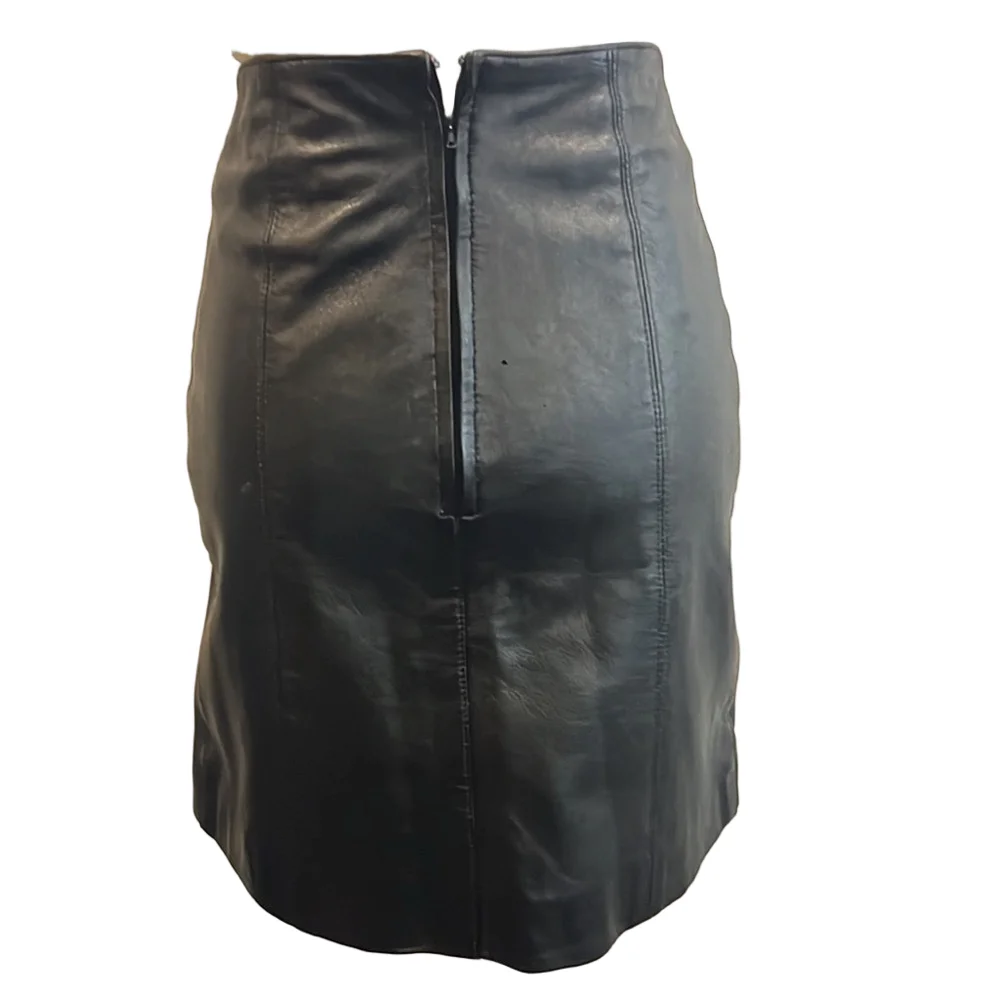 Hugo Buscati Black Leather Mini Skirt Size 2
